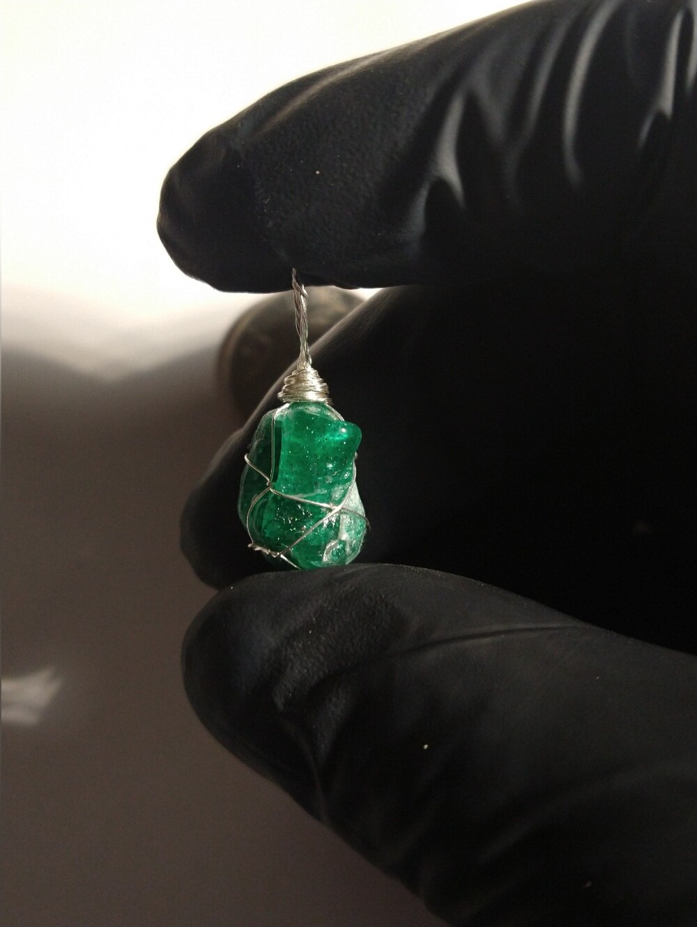 Stunning Gem Emerald Rough Sterling Silver Pendant